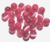 25 8mm Round Dark Pink Fiber Optic Cat Eye Beads